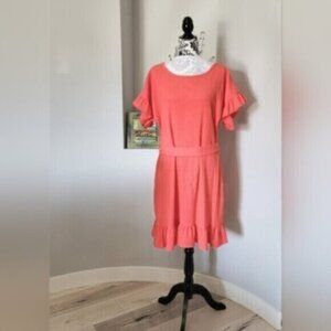 MICHAEL KORS Crinkle Crepe Ruffled Flutter sleeve Gauze  Dress  Sz Lrg NWT